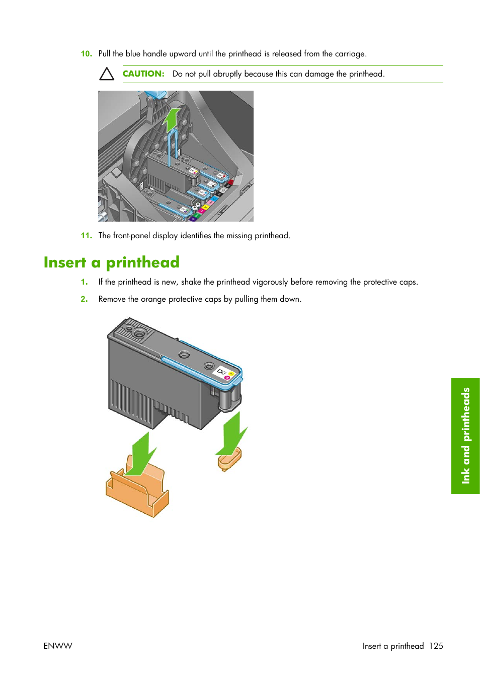 Insert a printhead | HP Designjet Z3100 Photo Printer series User Manual | Page 135 / 221