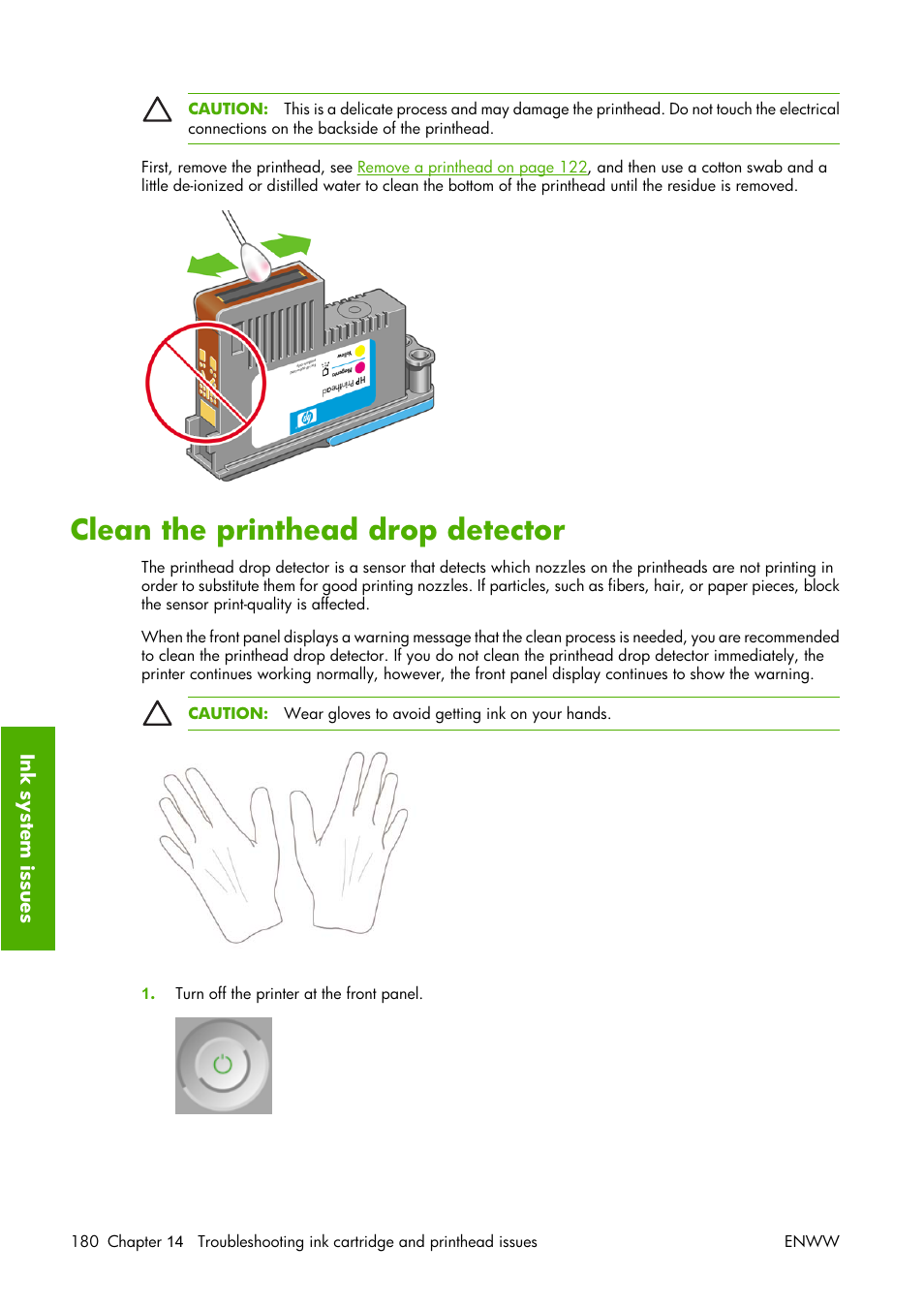 Clean the printhead drop detector, Clean | HP Designjet Z3100 Photo Printer series User Manual | Page 190 / 221