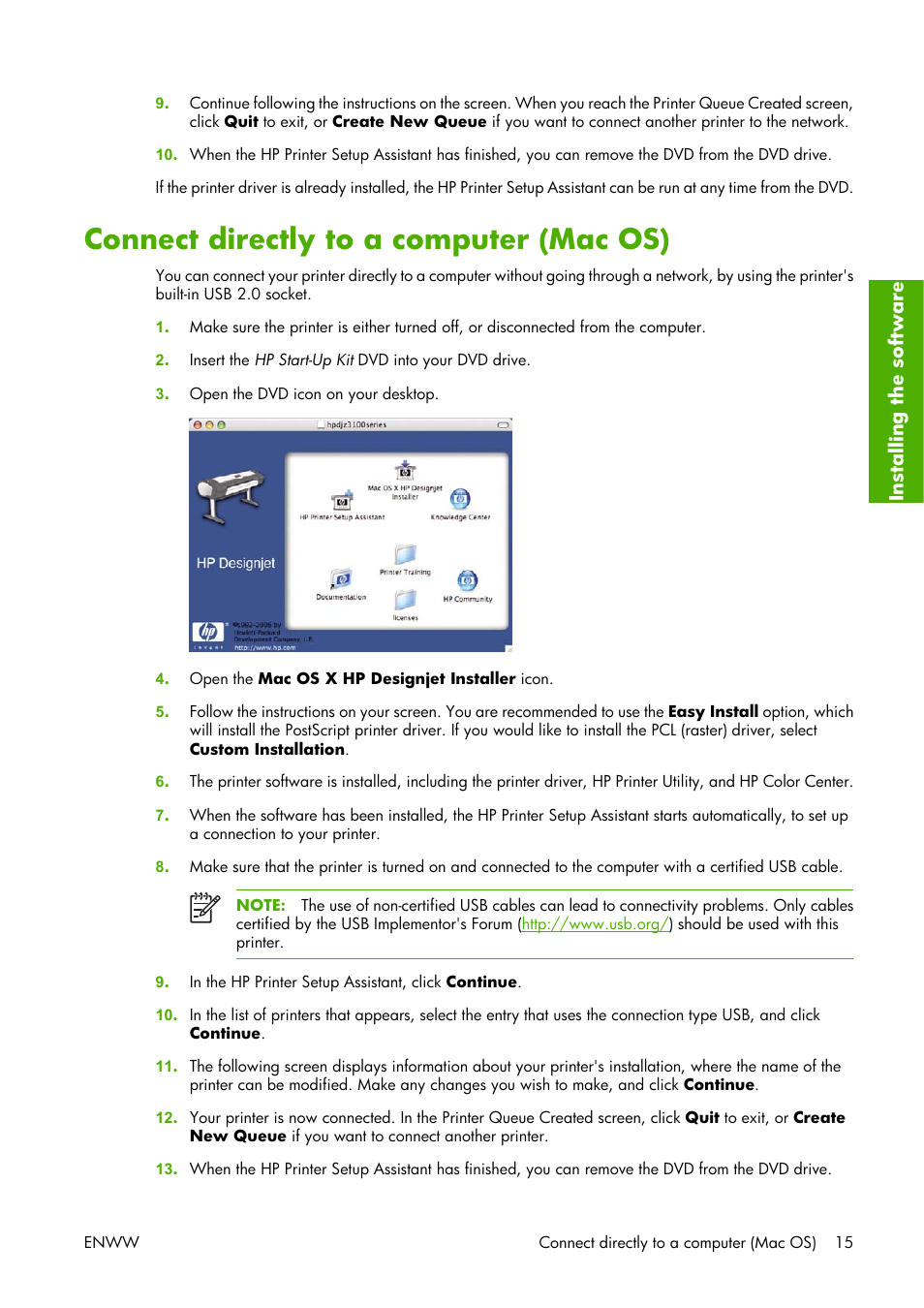 Connect directly to a computer (mac os) | HP Designjet Z3100 Photo Printer series User Manual | Page 25 / 221