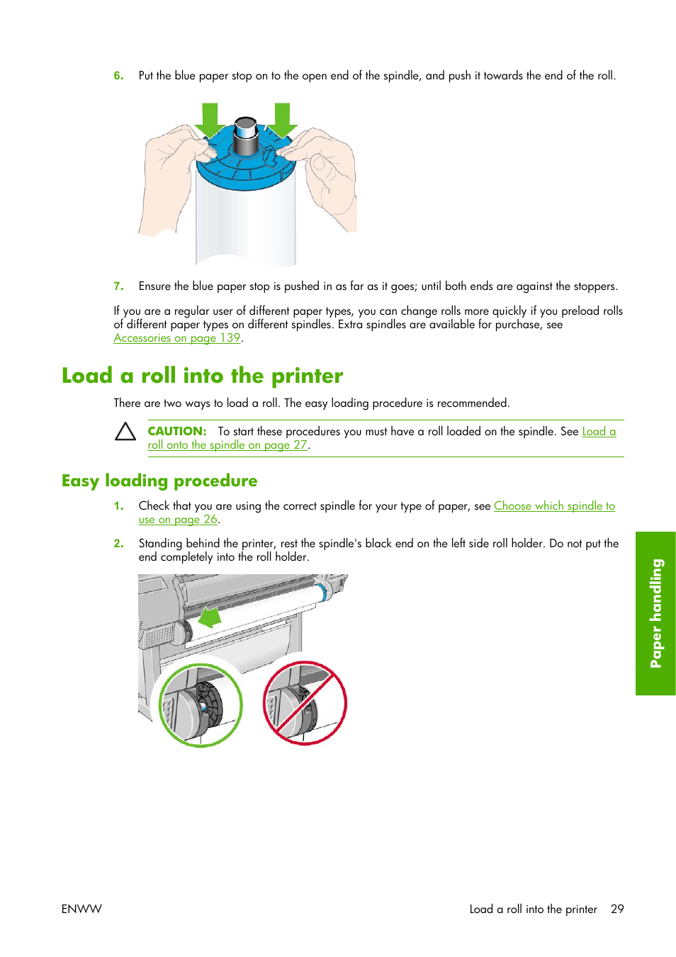 Load a roll into the printer, Easy loading procedure | HP Designjet Z3100 Photo Printer series User Manual | Page 39 / 221