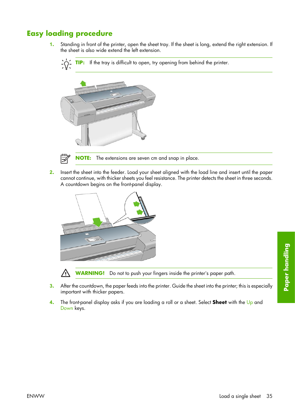 Easy loading procedure | HP Designjet Z3100 Photo Printer series User Manual | Page 45 / 221