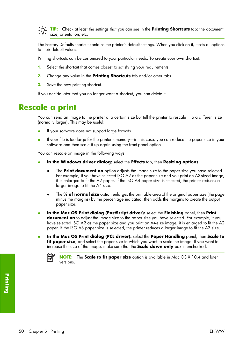 Rescale a print | HP Designjet Z3100 Photo Printer series User Manual | Page 60 / 221