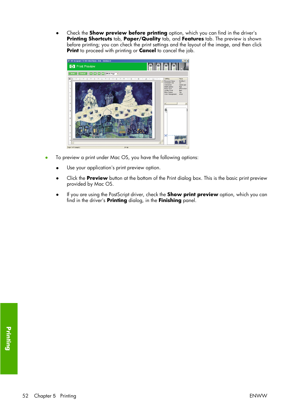 HP Designjet Z3100 Photo Printer series User Manual | Page 62 / 221