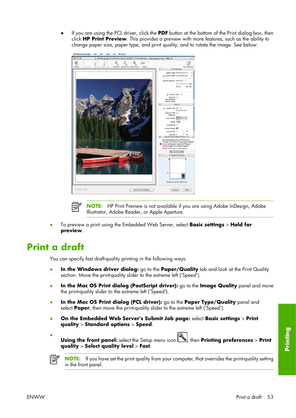 Print a draft | HP Designjet Z3100 Photo Printer series User Manual | Page 63 / 221