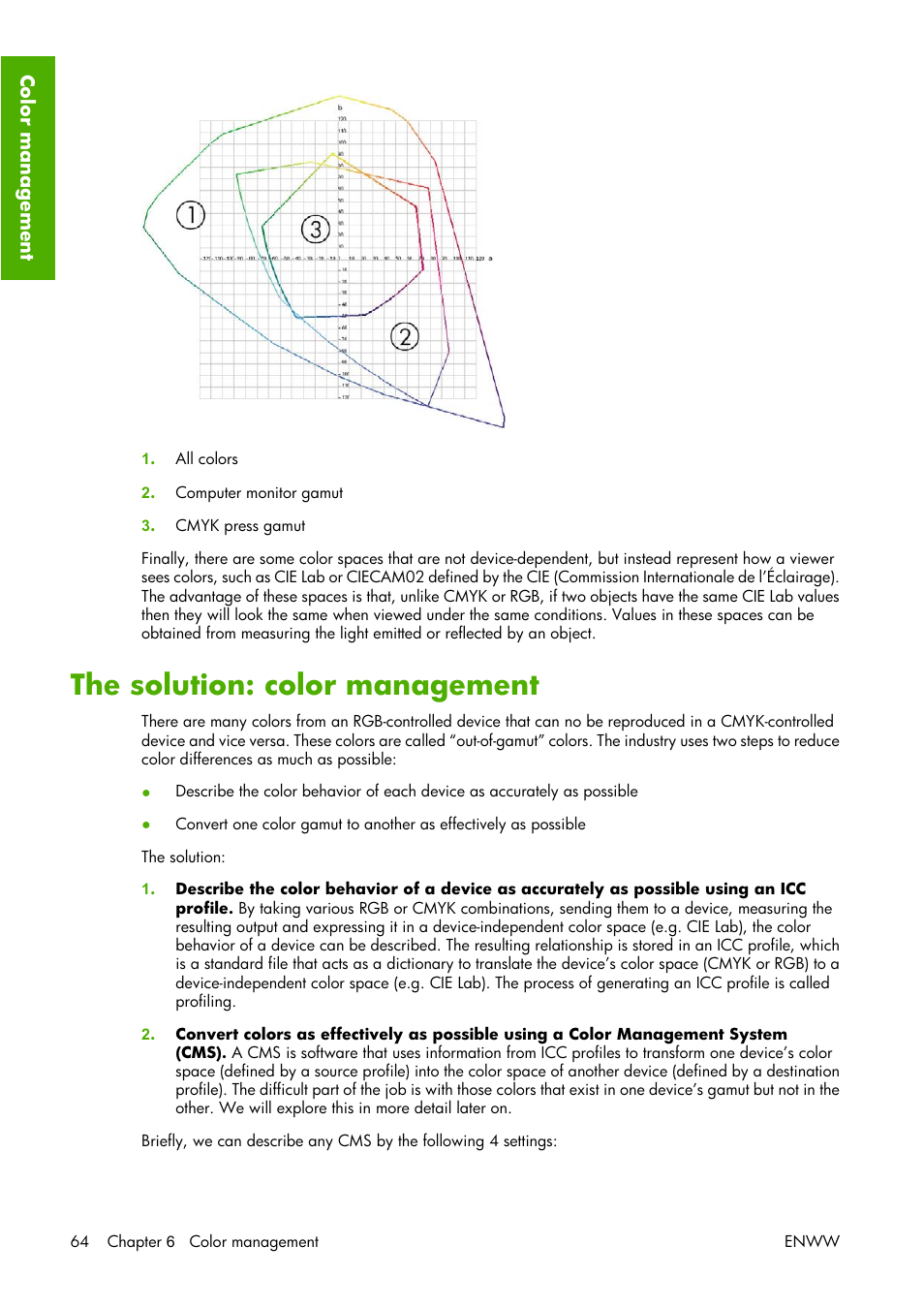 The solution: color management | HP Designjet Z3100 Photo Printer series User Manual | Page 74 / 221