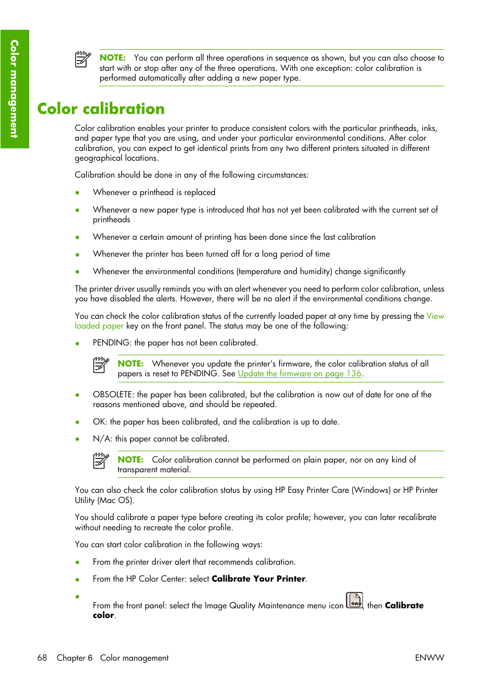 Color calibration | HP Designjet Z3100 Photo Printer series User Manual | Page 78 / 221