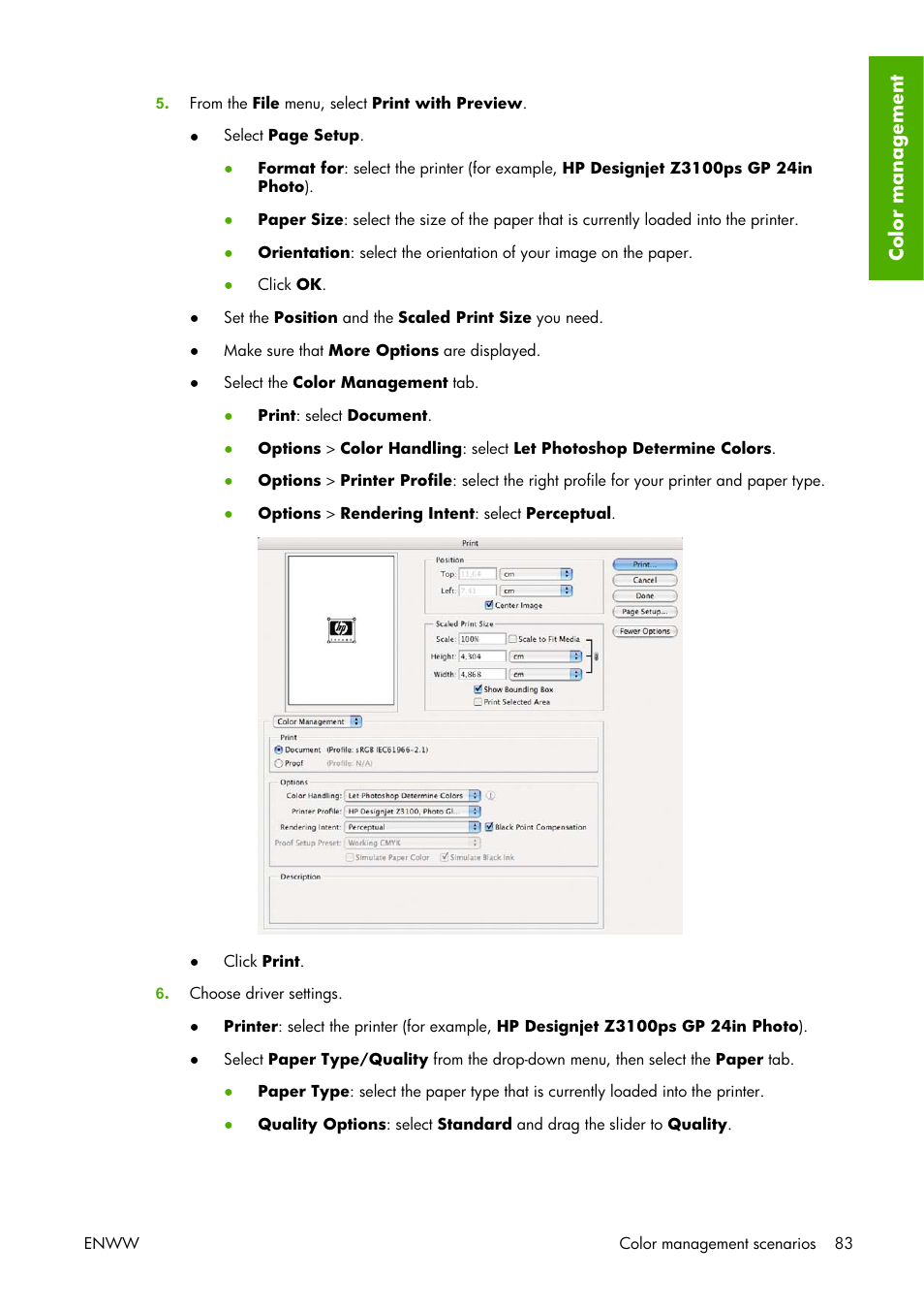 HP Designjet Z3100 Photo Printer series User Manual | Page 93 / 221