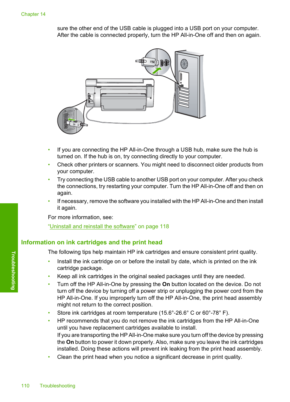 Information on ink cartridges and the print head | HP Photosmart C6280 All-in-One Printer User Manual | Page 111 / 189