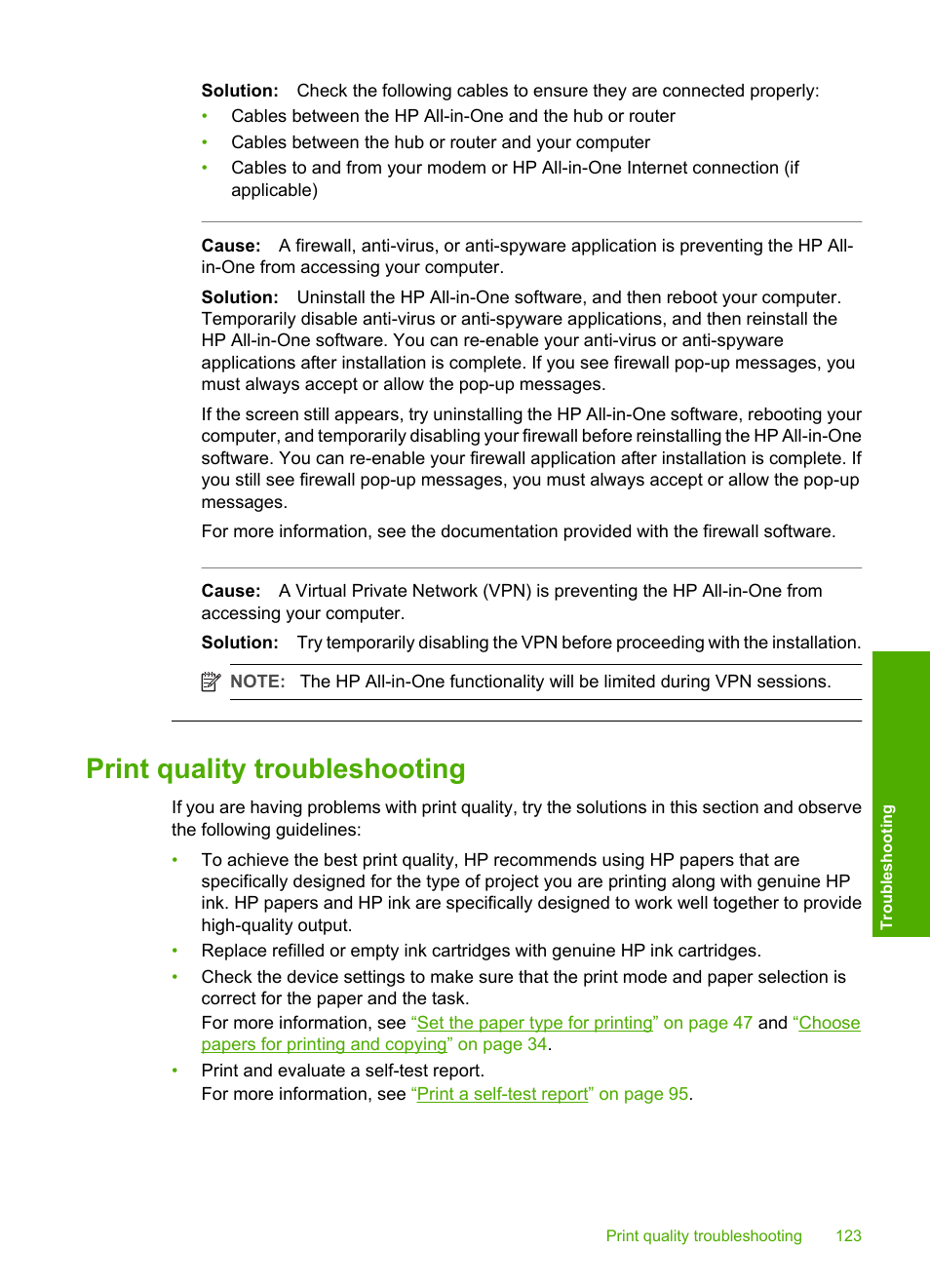 Print quality troubleshooting | HP Photosmart C6280 All-in-One Printer User Manual | Page 124 / 189