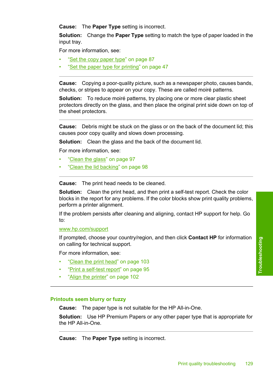 Printouts seem blurry or fuzzy | HP Photosmart C6280 All-in-One Printer User Manual | Page 130 / 189