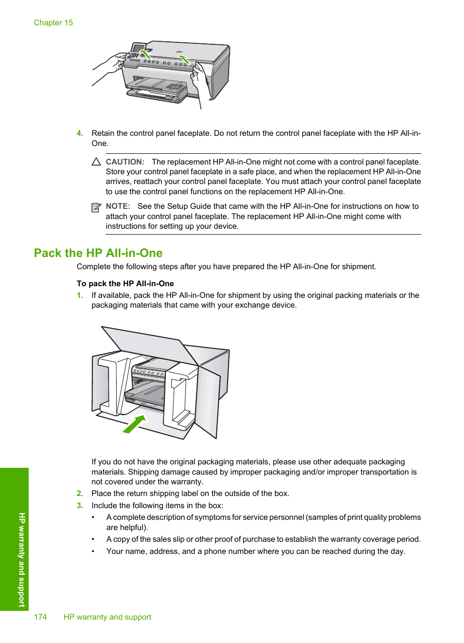 Pack the hp all-in-one | HP Photosmart C6280 All-in-One Printer User Manual | Page 175 / 189