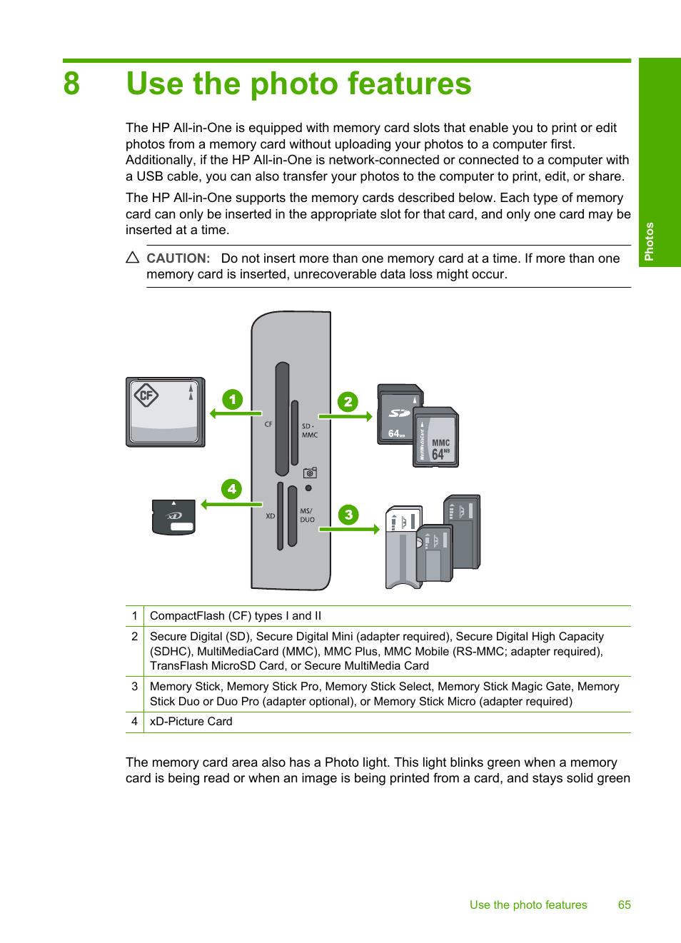 Use the photo features, 8 use the photo features, 8use the photo features | HP Photosmart C6280 All-in-One Printer User Manual | Page 66 / 189