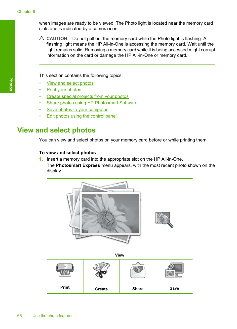 View and select photos | HP Photosmart C6280 All-in-One Printer User Manual | Page 67 / 189