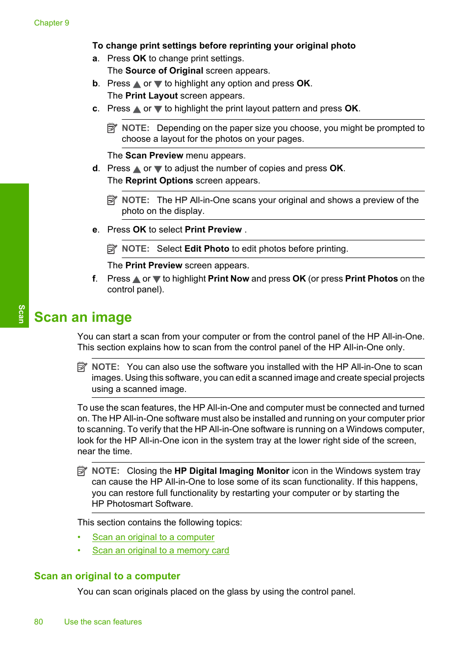 Scan an image, Scan an original to a computer | HP Photosmart C6280 All-in-One Printer User Manual | Page 81 / 189