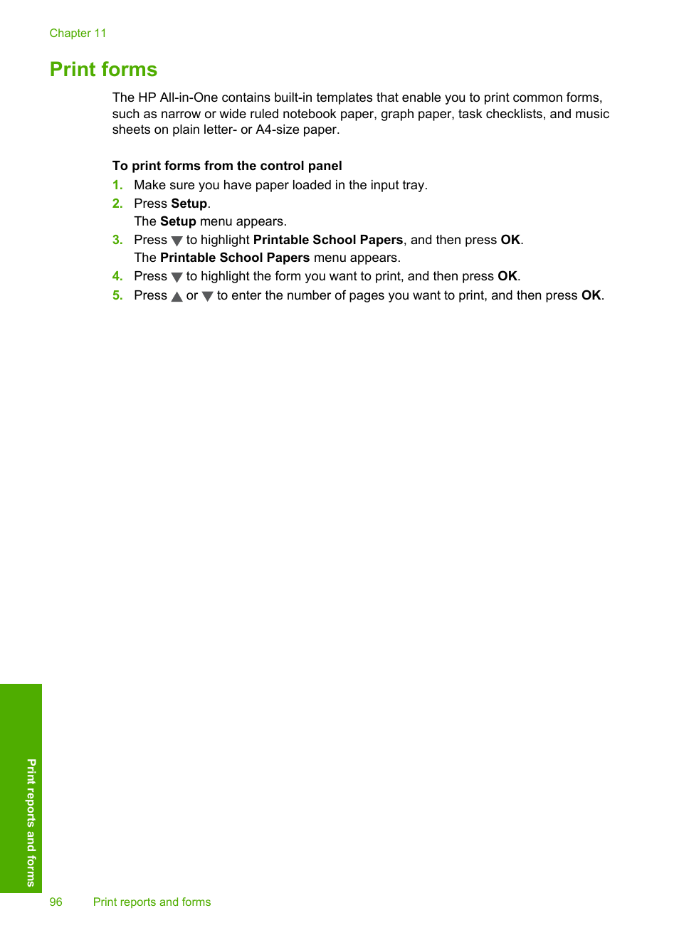 Print forms | HP Photosmart C6280 All-in-One Printer User Manual | Page 97 / 189