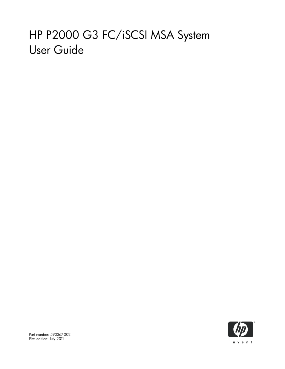 HP MSA Controllers User Manual | 84 pages