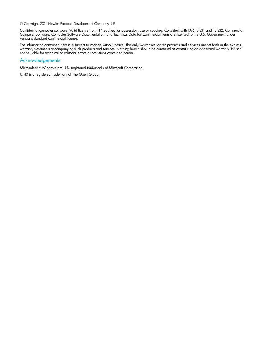 Acknowledgements | HP MSA Controllers User Manual | Page 2 / 84