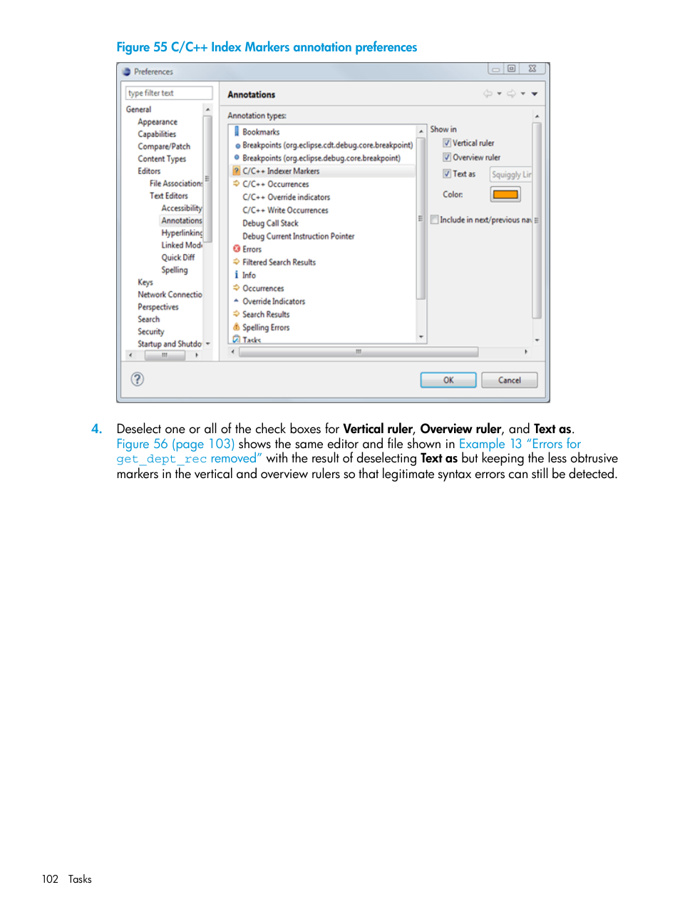 C/c++ index markers annotation preferences | HP Integrity NonStop J-Series User Manual | Page 102 / 163
