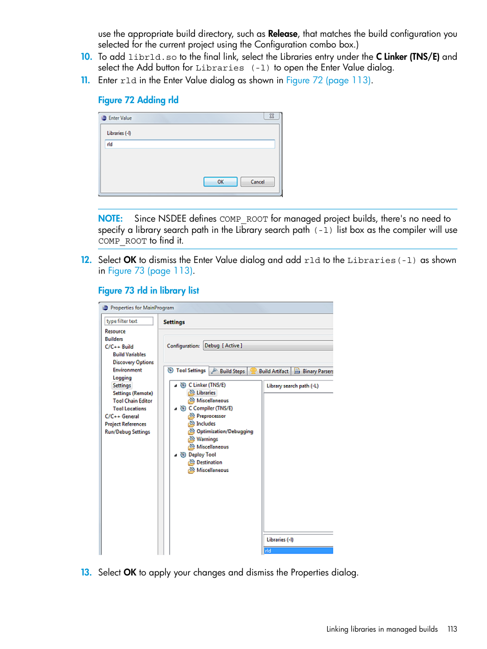 Adding rld, Rld in library list | HP Integrity NonStop J-Series User Manual | Page 113 / 163
