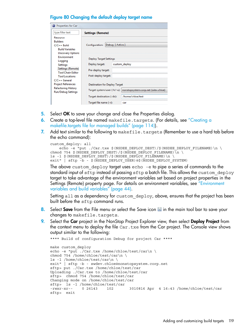 Changing the default deploy target name | HP Integrity NonStop J-Series User Manual | Page 119 / 163