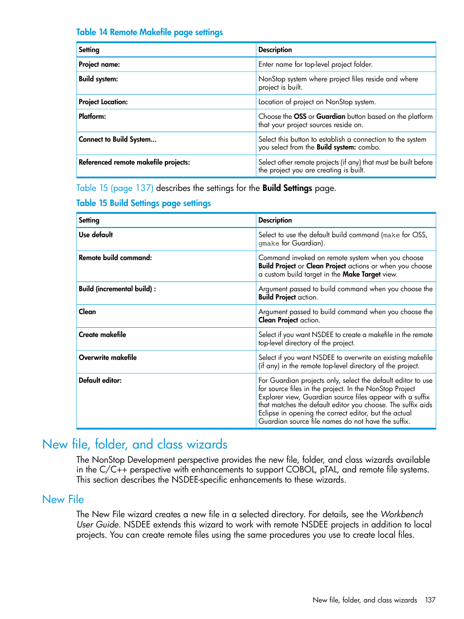 New file, folder, and class wizards, New file | HP Integrity NonStop J-Series User Manual | Page 137 / 163