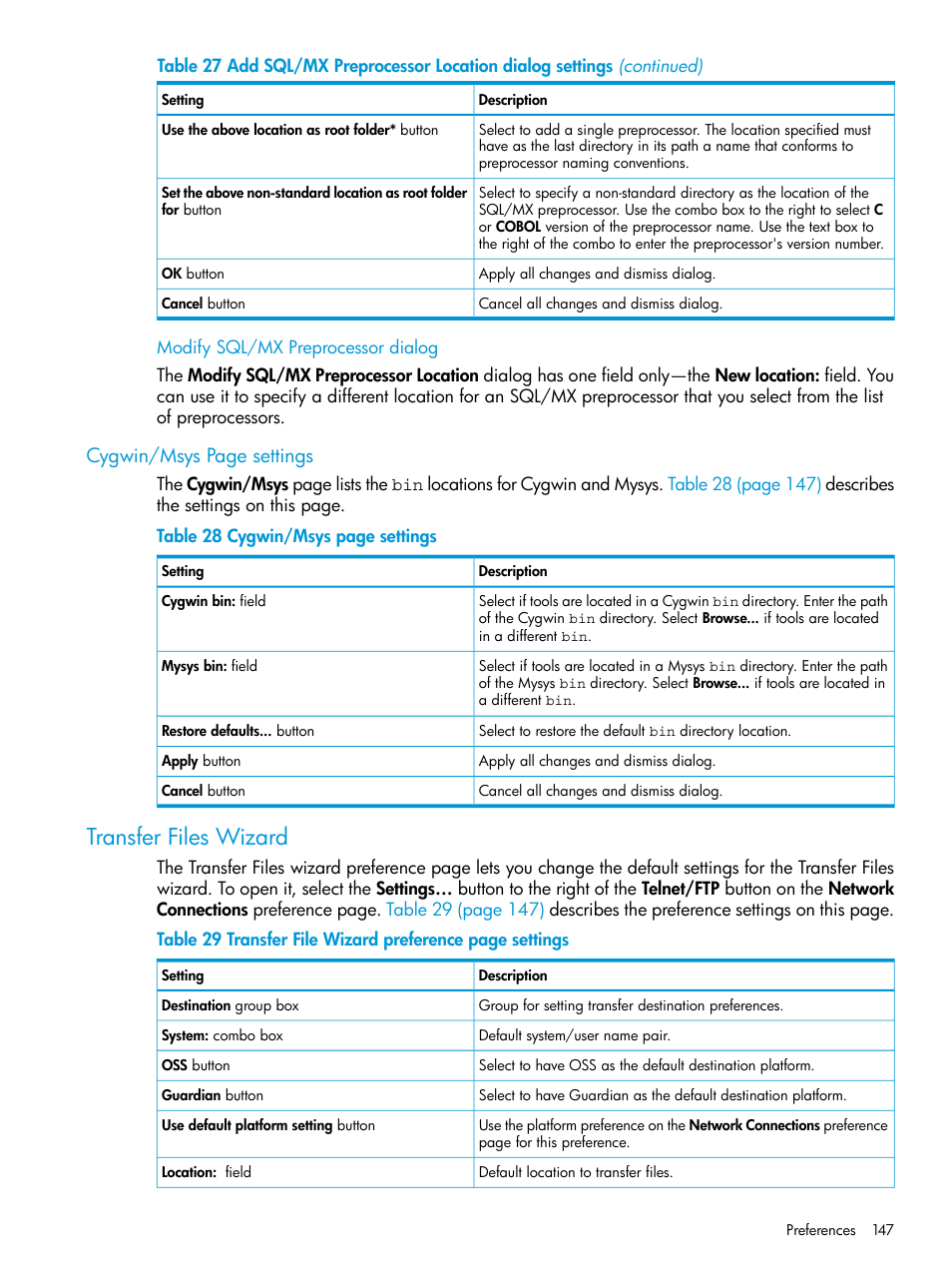 Transfer files wizard, Cygwin/msys page settings | HP Integrity NonStop J-Series User Manual | Page 147 / 163