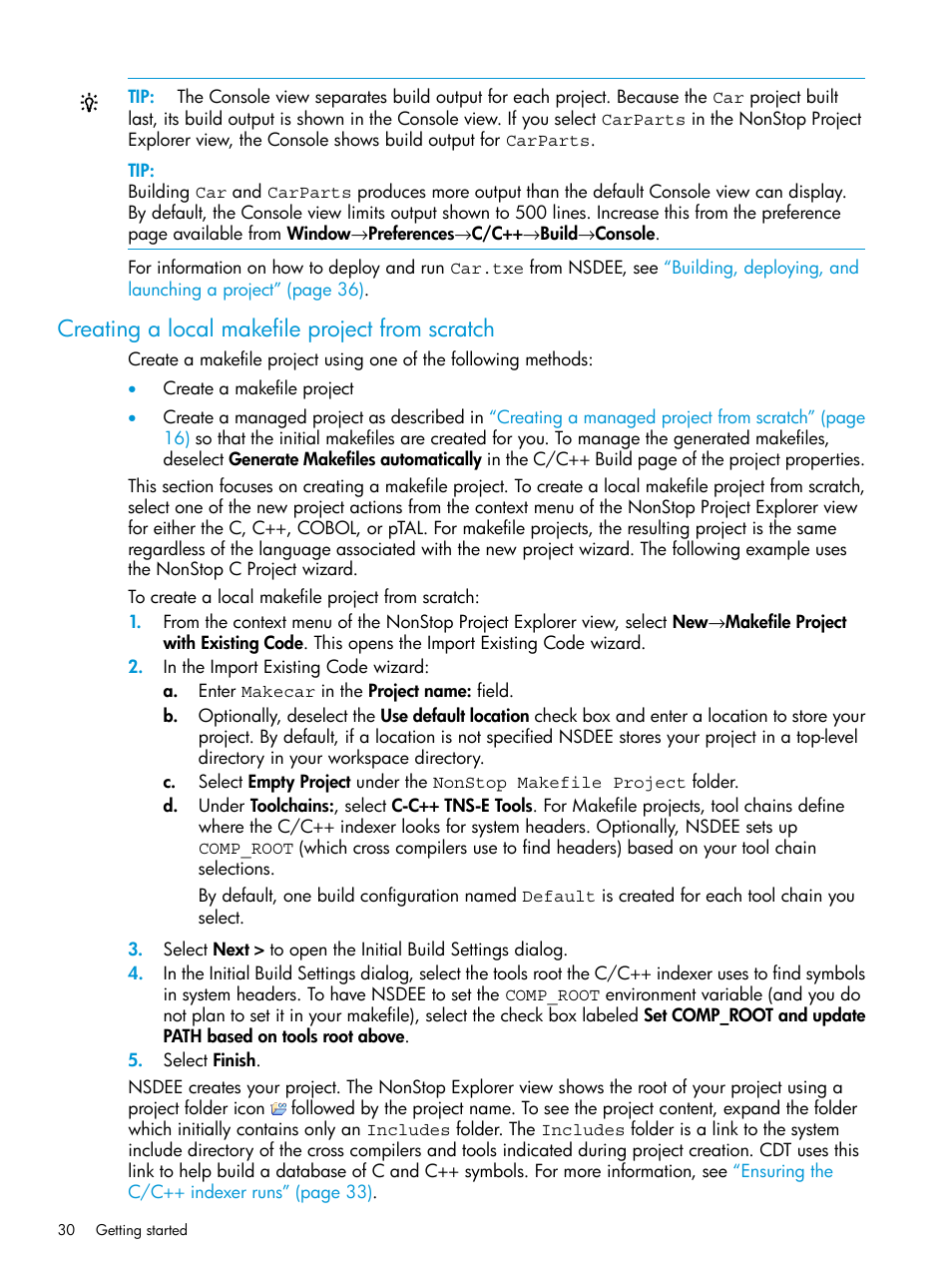 Creating a local makefile project from scratch | HP Integrity NonStop J-Series User Manual | Page 30 / 163