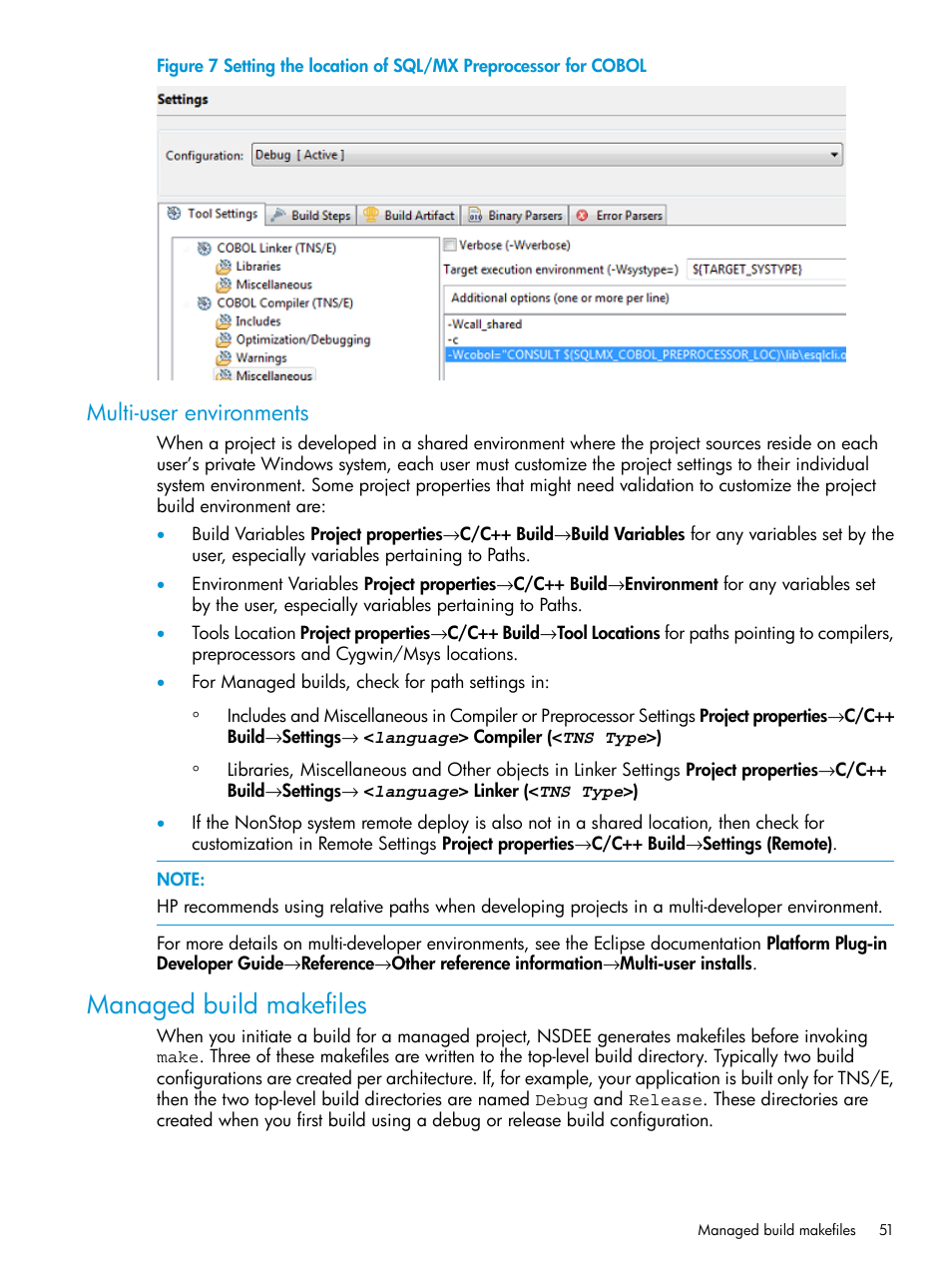 Multi-user environments, Managed build makefiles | HP Integrity NonStop J-Series User Manual | Page 51 / 163