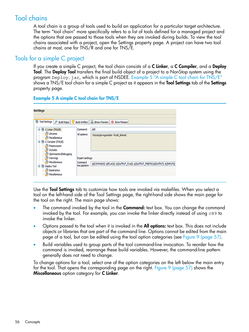 Tool chains, Tools for a simple c project, A simple c tool chain for tns/e | HP Integrity NonStop J-Series User Manual | Page 56 / 163