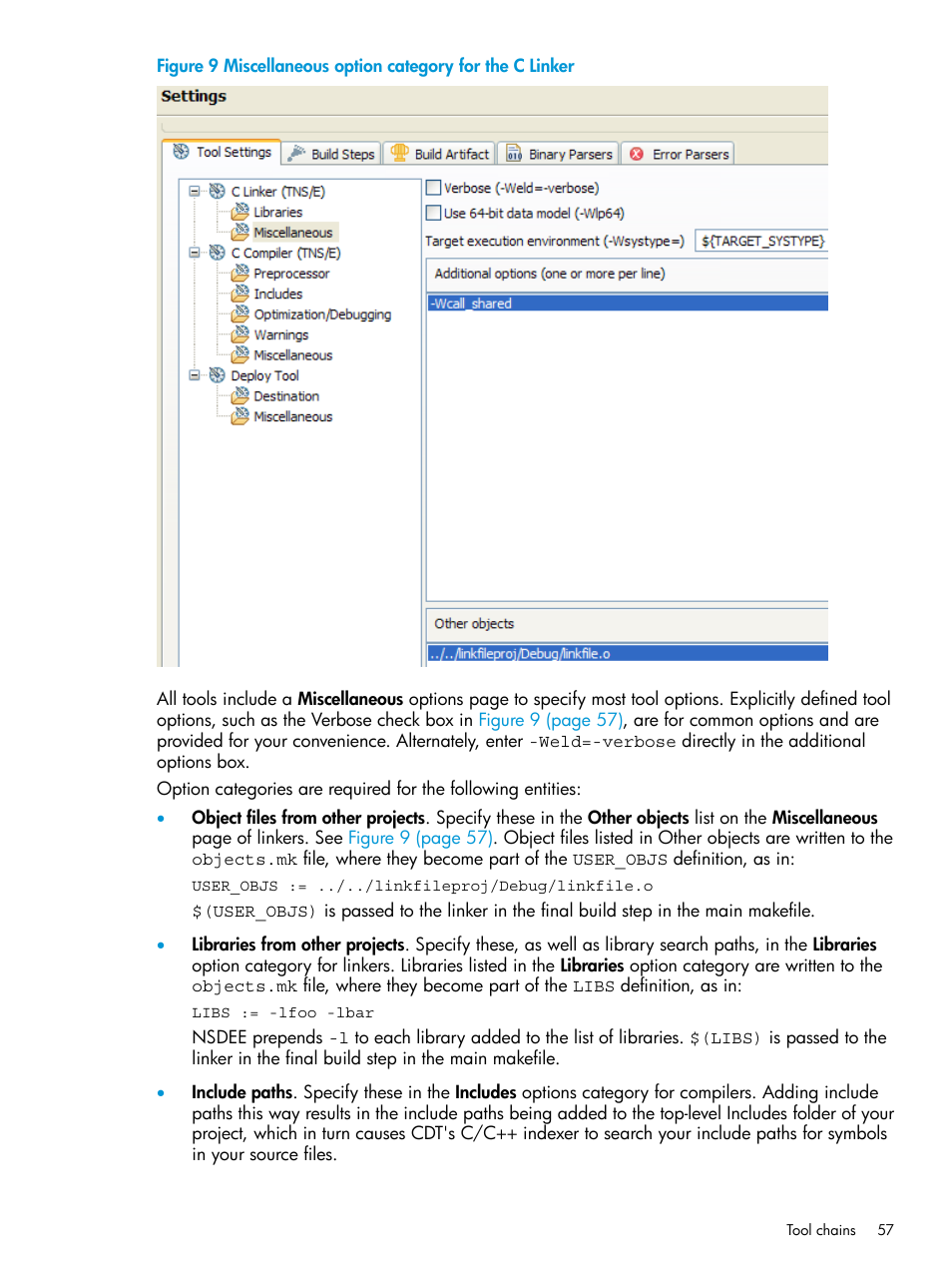 Miscellaneous option category for the c linker | HP Integrity NonStop J-Series User Manual | Page 57 / 163