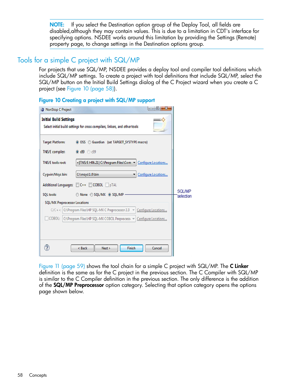 Tools for a simple c project with sql/mp, Creating a project with sql/mp support | HP Integrity NonStop J-Series User Manual | Page 58 / 163