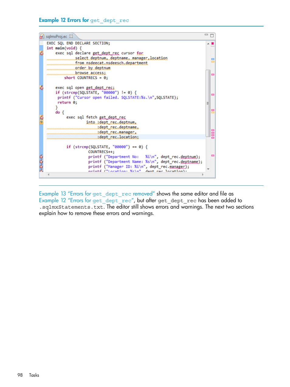 Errors for get_dept_rec | HP Integrity NonStop J-Series User Manual | Page 98 / 163