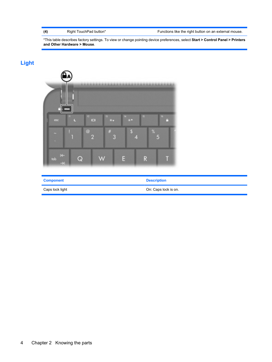 Light | HP Compaq Mini 110c-1150EB PC User Manual | Page 12 / 87