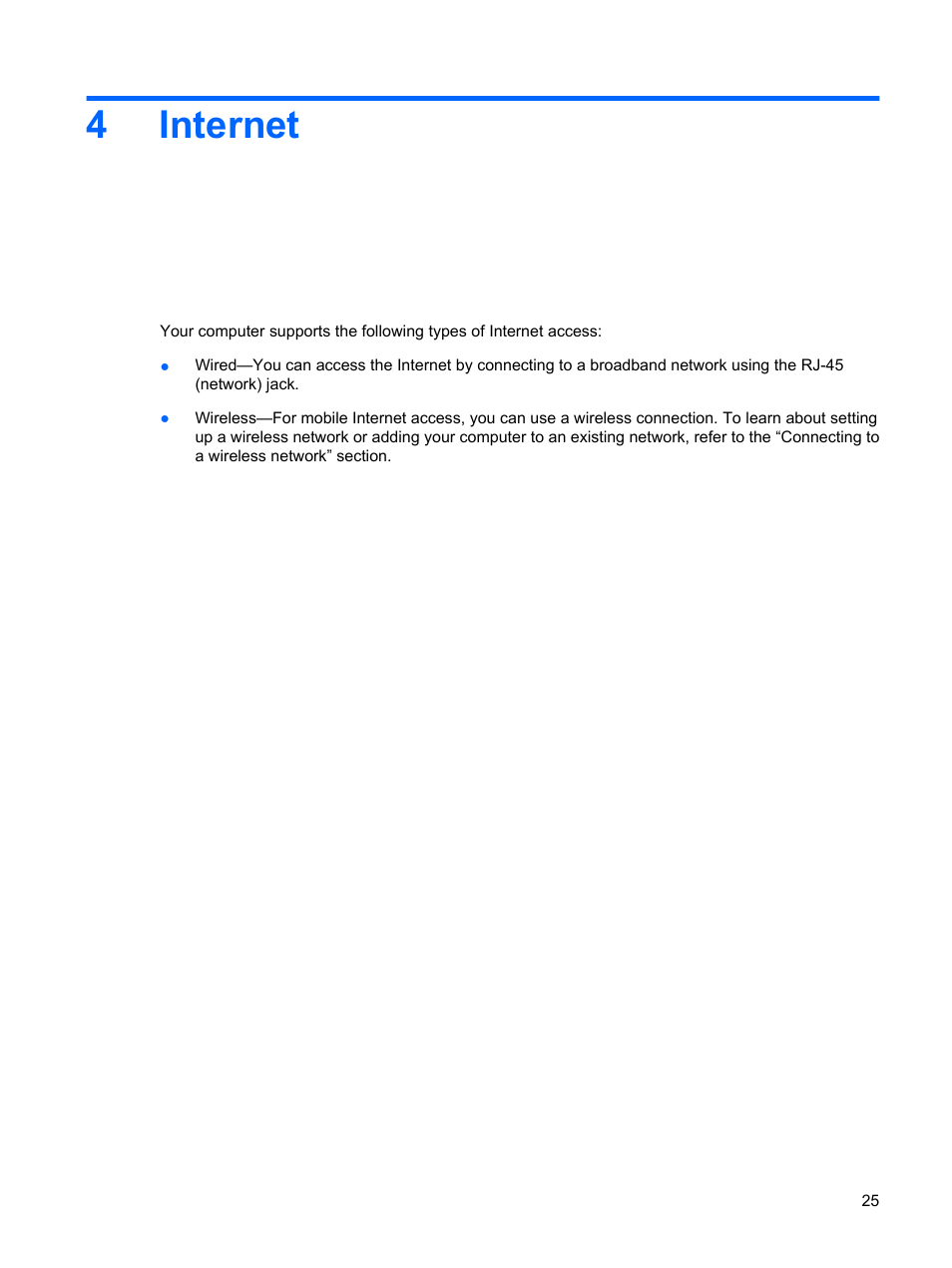 Internet, 4 internet, 4internet | HP Compaq Mini 110c-1150EB PC User Manual | Page 33 / 87