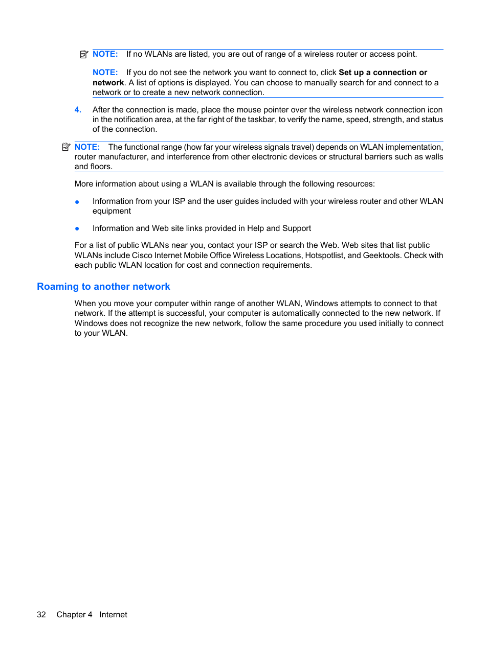 Roaming to another network | HP Compaq Mini 110c-1150EB PC User Manual | Page 40 / 87