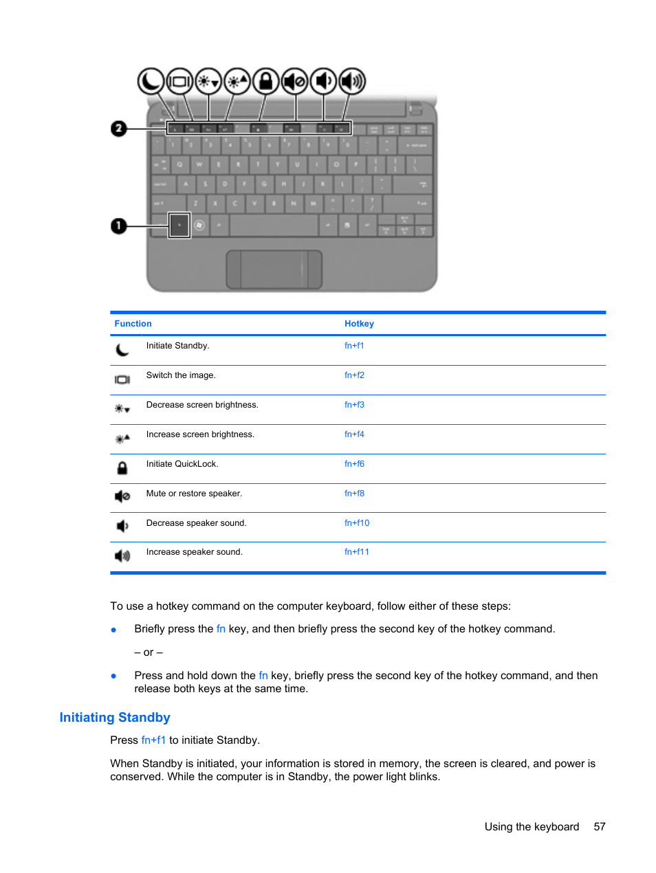 Initiating standby | HP Compaq Mini 110c-1150EB PC User Manual | Page 65 / 87