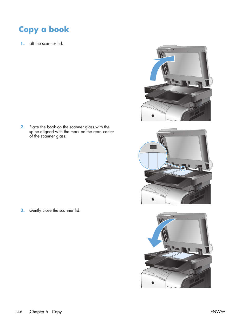 Copy a book | HP LaserJet Enterprise 500 Color MFP M575 User Manual | Page 162 / 354