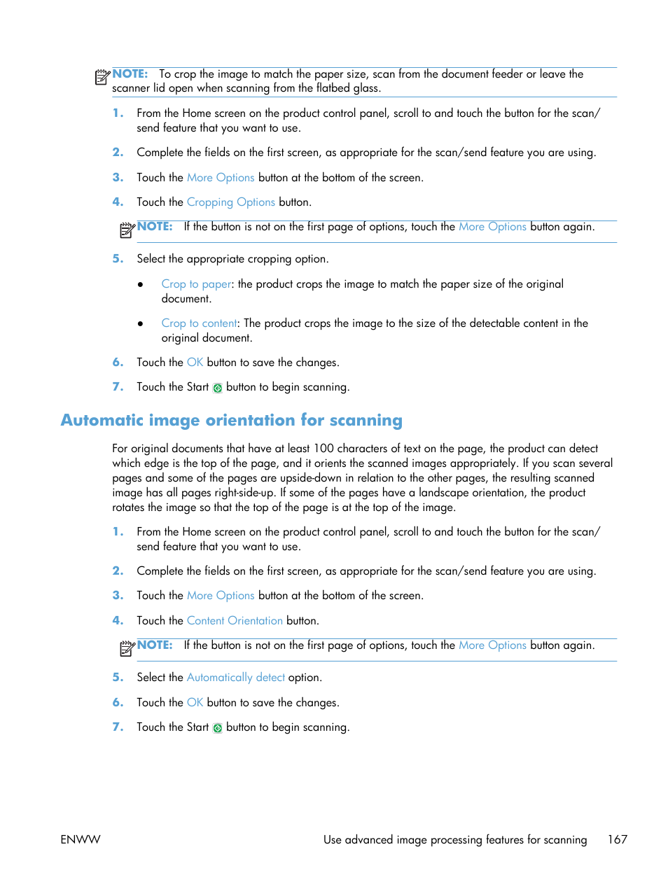 Automatic image orientation for scanning | HP LaserJet Enterprise 500 Color MFP M575 User Manual | Page 183 / 354