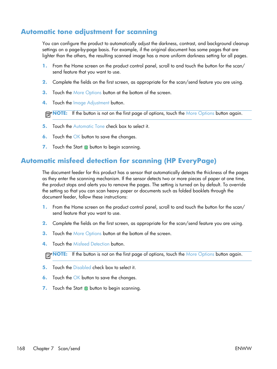 Automatic tone adjustment for scanning | HP LaserJet Enterprise 500 Color MFP M575 User Manual | Page 184 / 354