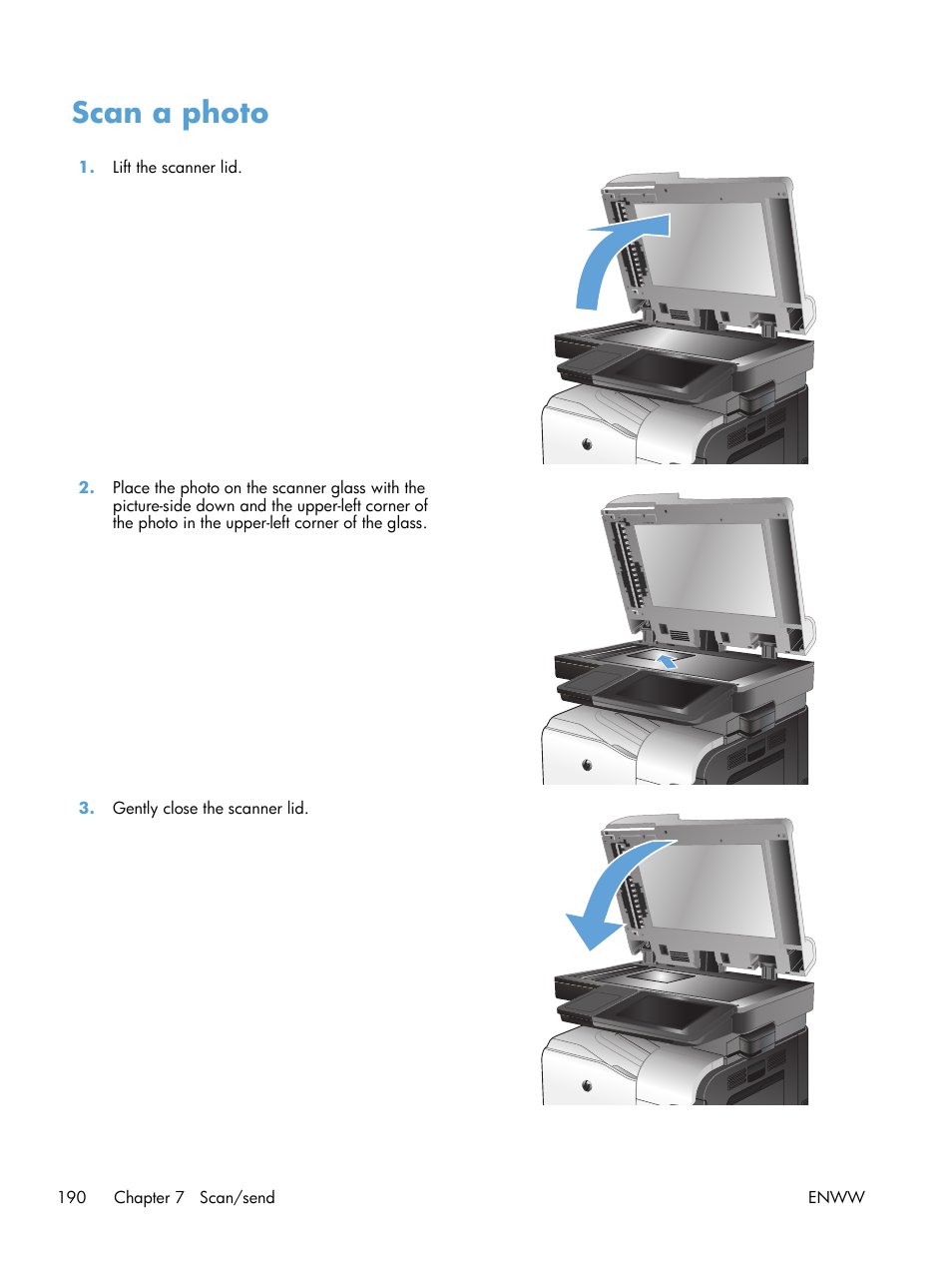 Scan a photo | HP LaserJet Enterprise 500 Color MFP M575 User Manual | Page 206 / 354