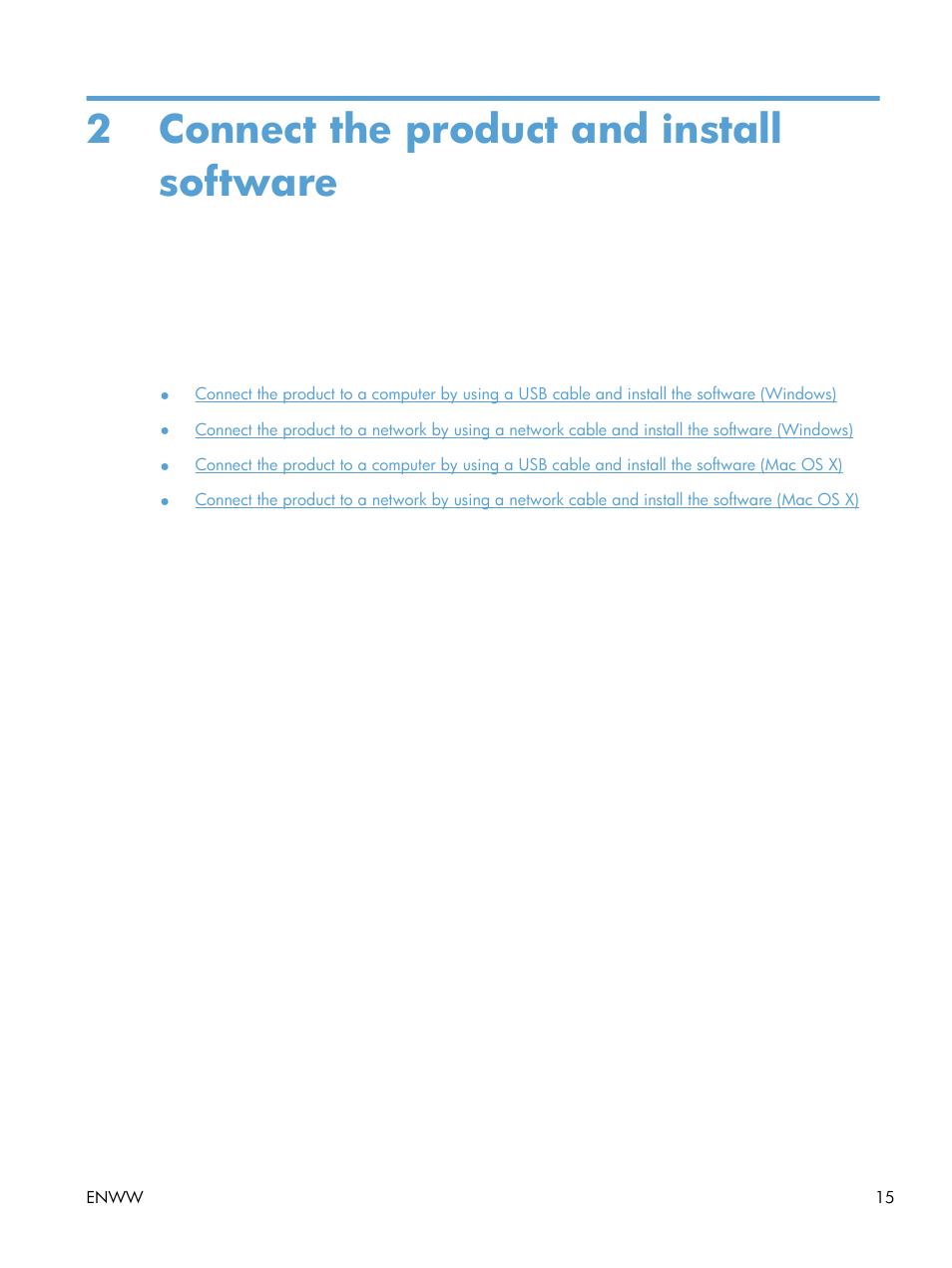 Connect the product and install software, 2 connect the product and install software | HP LaserJet Enterprise 500 Color MFP M575 User Manual | Page 31 / 354