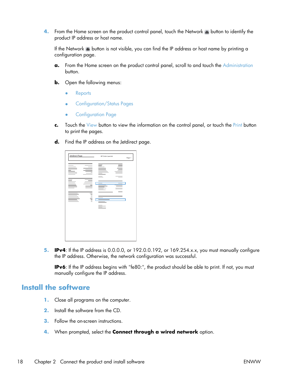 Install the software | HP LaserJet Enterprise 500 Color MFP M575 User Manual | Page 34 / 354