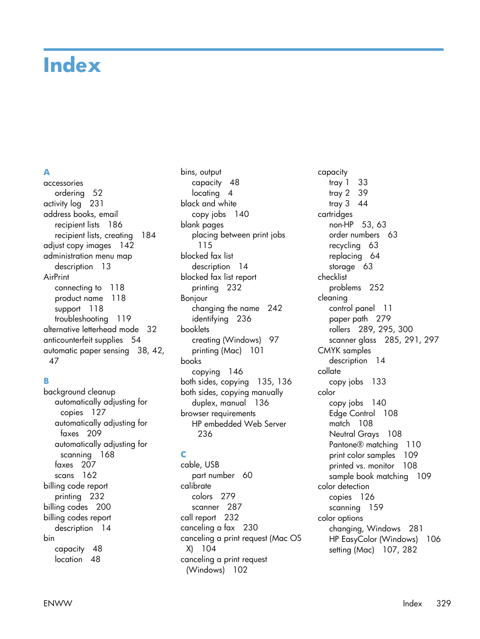 Index | HP LaserJet Enterprise 500 Color MFP M575 User Manual | Page 345 / 354