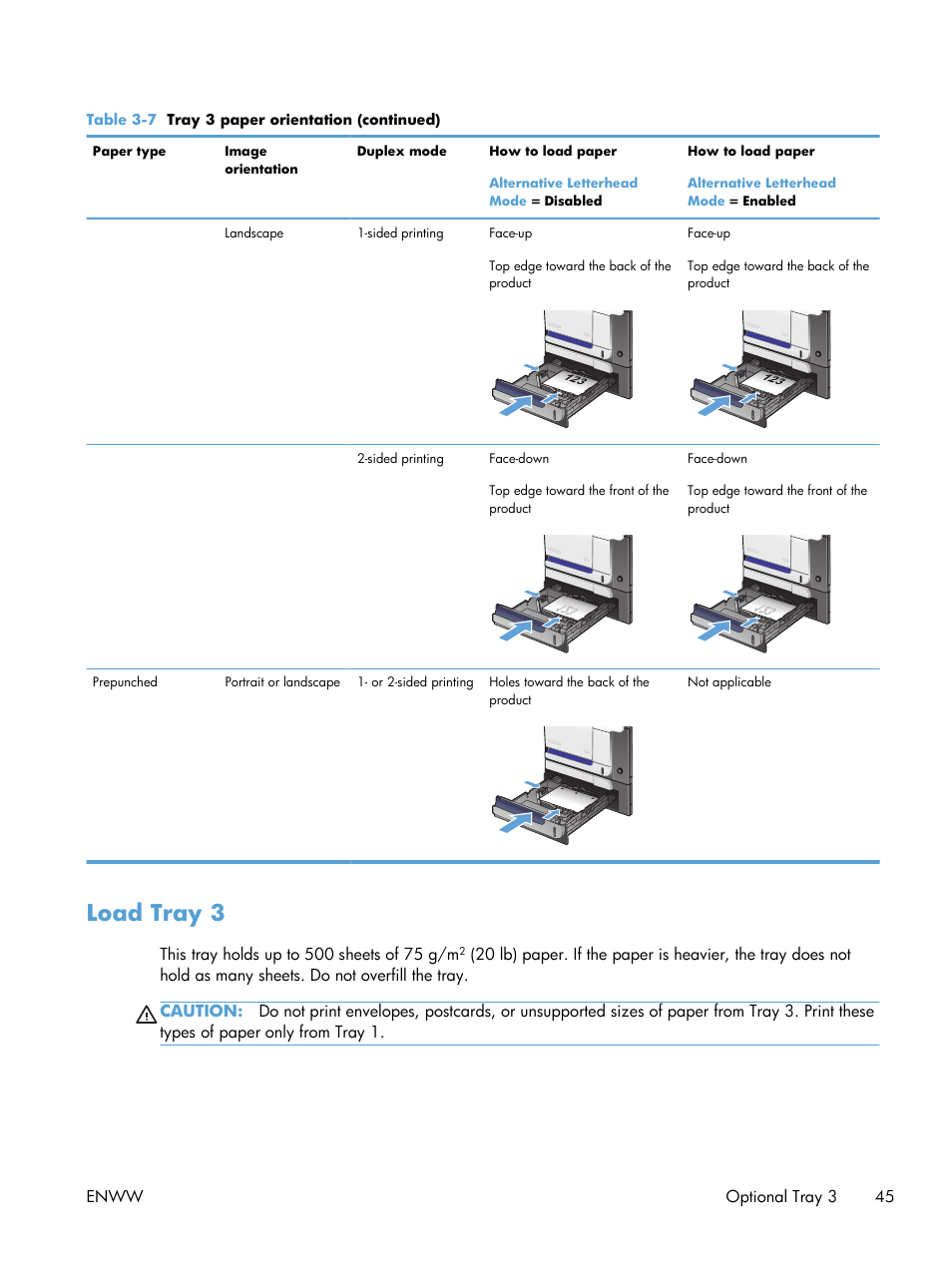 Load tray 3 | HP LaserJet Enterprise 500 Color MFP M575 User Manual | Page 61 / 354