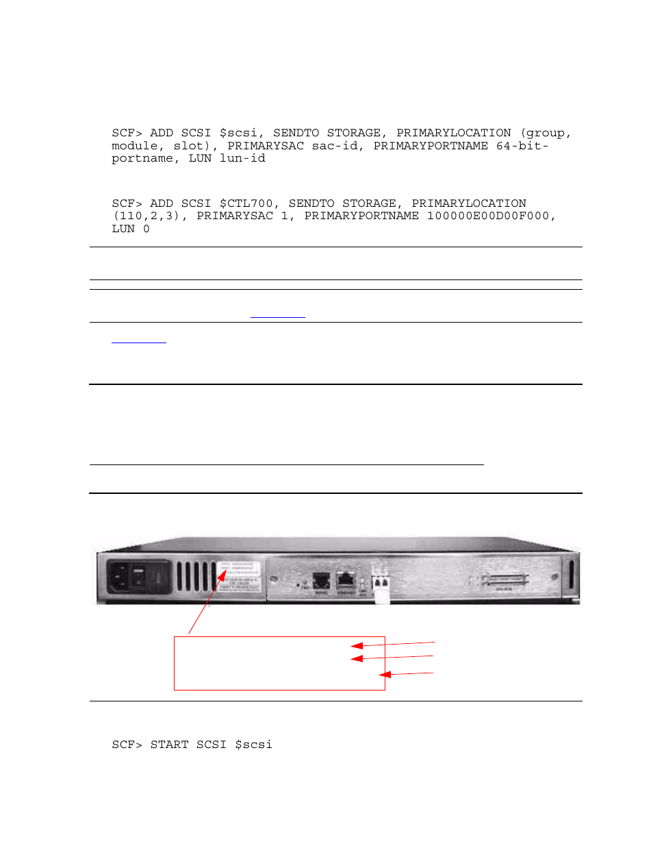 Configuring the scsi control path, Figure a-1, Fibre channel router rear view | Table a-1, Fibre channel to scsi router lun mapping table | HP NonStop G-Series User Manual | Page 116 / 140