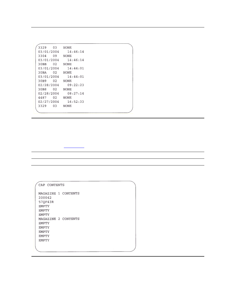 Cap status, Figure 4-3, Fsc log screen | Figure 4-4, Cap status screen | HP NonStop G-Series User Manual | Page 43 / 140