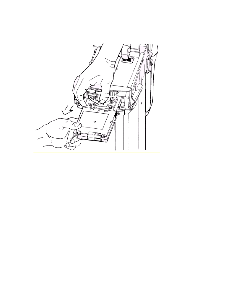 Loading and unloading cartridges manually, Loading a cartridge into a tape drive, Figure 6-4 | Removing the cartridge from the hand | HP NonStop G-Series User Manual | Page 87 / 140