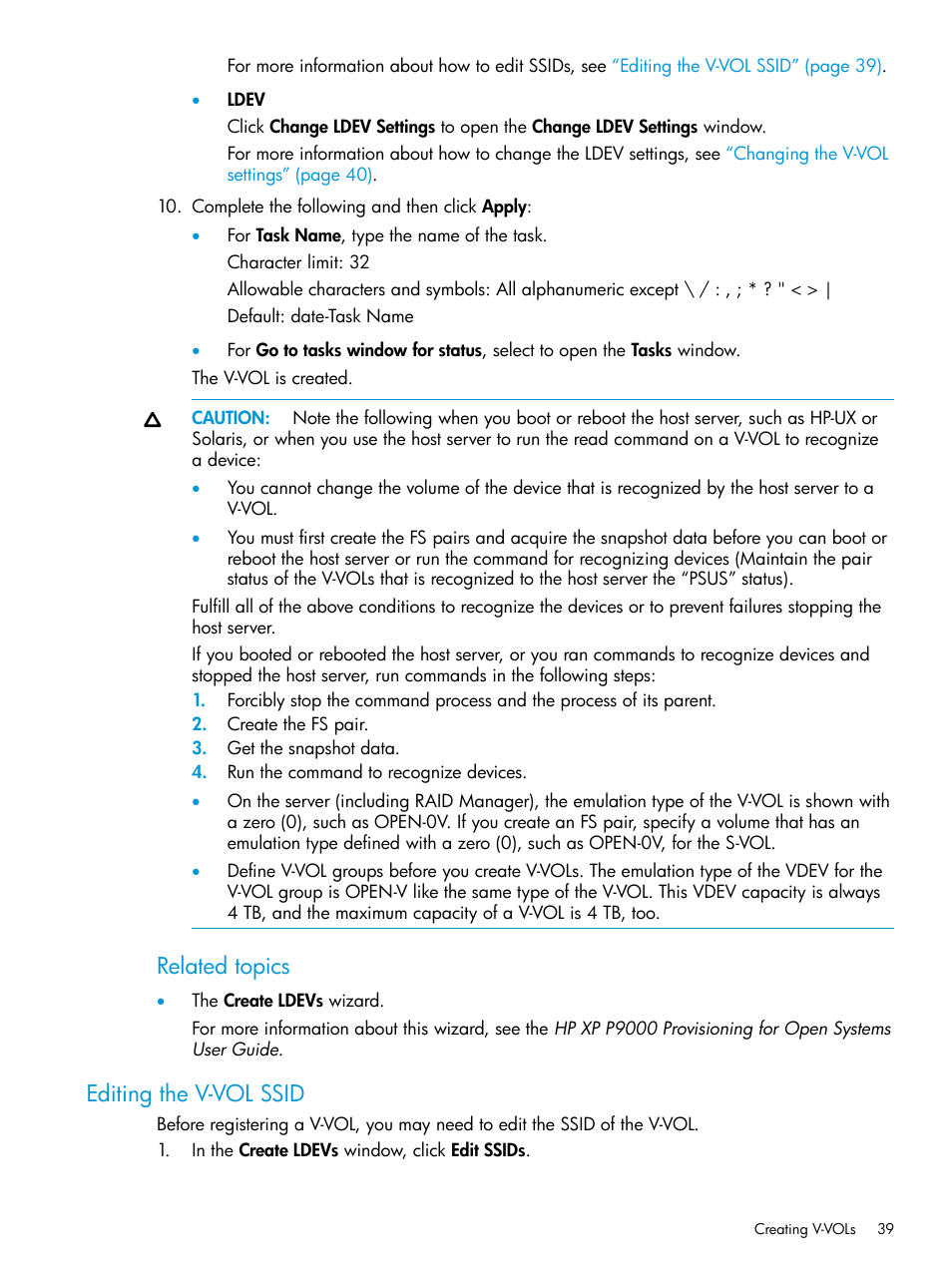Editing the v-vol ssid, Related topics | HP XP P9500 Storage User Manual | Page 39 / 116