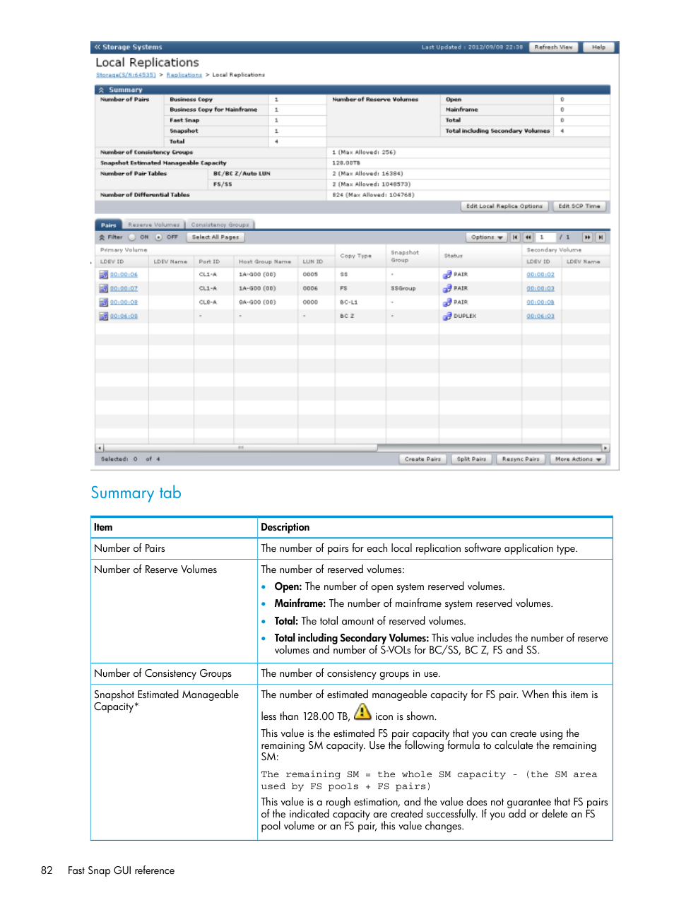 Summary tab | HP XP P9500 Storage User Manual | Page 82 / 116