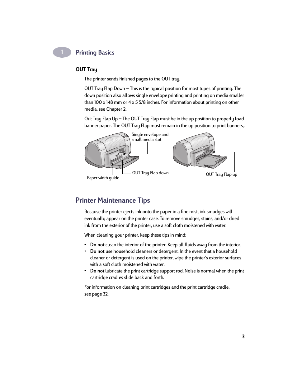Out tray, Printer maintenance tips | HP Deskjet 932c Printer User Manual | Page 10 / 73
